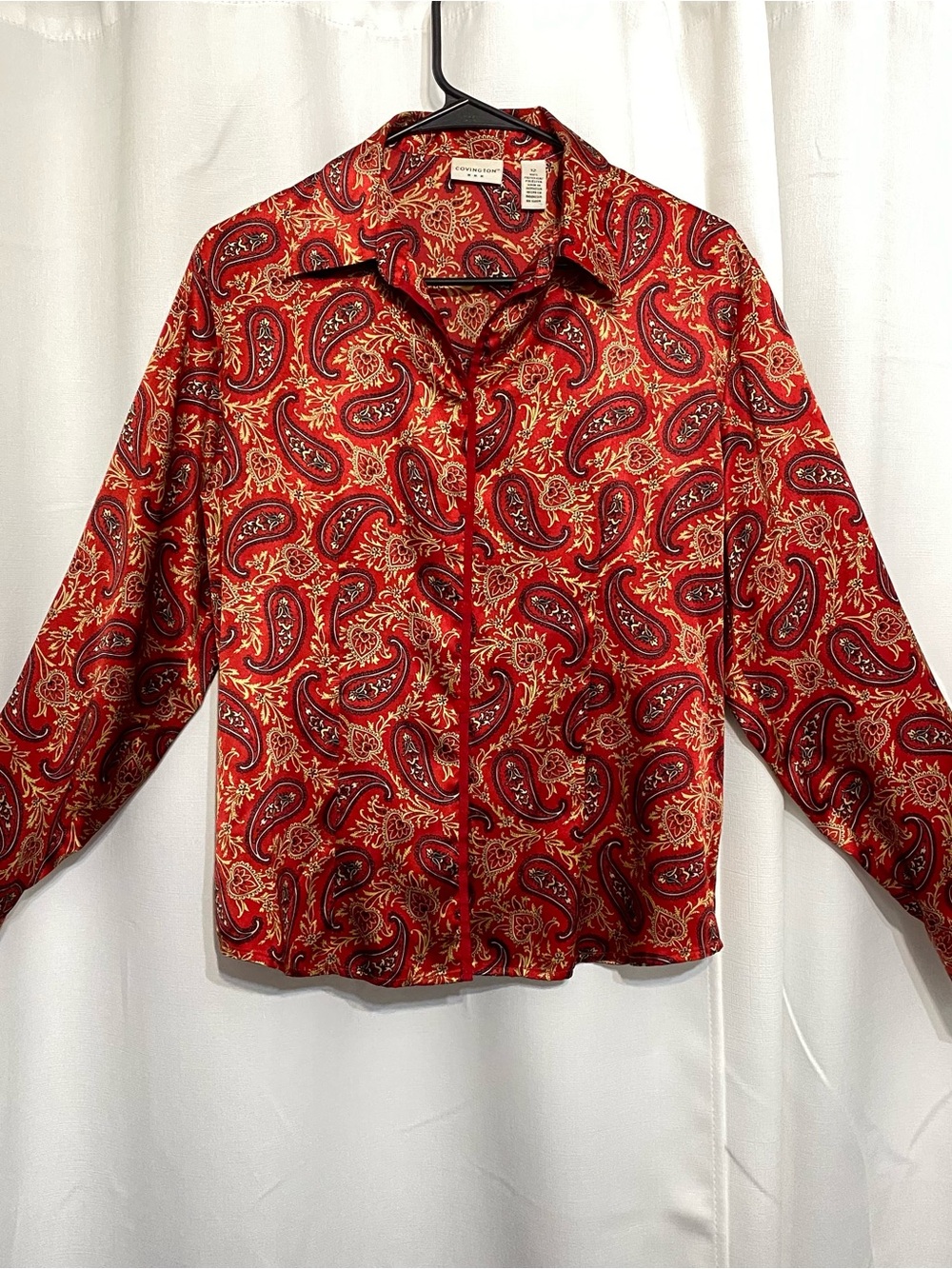 Covington Women's Red Paisley Print Boho Blouse Top Size 12